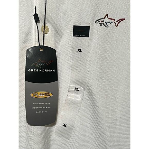 Greg Norman NWT White Play Dry Polo Short Sleeve Golf Shirt Size XL - Picture 4 of 4